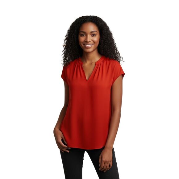 Rachel Roy Women Orange V-Neck Sleeveless Blouse Size XS - NWT - Picture 1 of 8